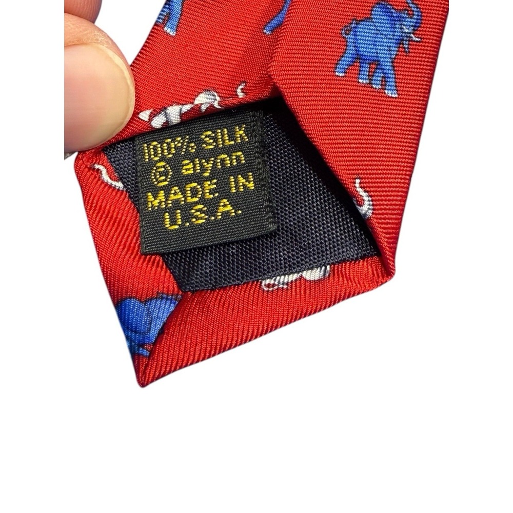 Alynn Necktie Red, White, and Blue Elephants - Republican Tie Made In U.S.A - Picture 7 of 9